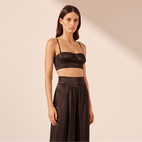 NWT Shona Joy La Lune Corded Ruched Bralette - Black - Size 2 - Picture 4 of 9
